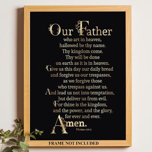 The Lord's Prayer Wall Art – 11x14 Christian Print – Elegant Gold on ...