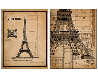 Eiffel Tower Blueprint |Eiffel Tower Prints |Eiffel Tower Art |Landmark Poster |Tourist Attraction |Eiffel Tower Design |11x14 Poster Print