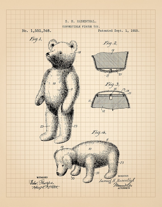 Toy Bear Patent Teddy Bear Print Antique Teddy Bear Teddy Bear Art Vintage  Toy Bear Art Teddy Bear Poster 11x14 Poster Print 