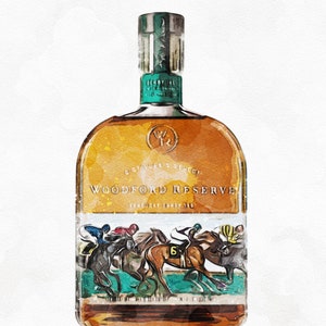 Woodford Reserve Bourbon Watercolor Art Print - Kentucky Derby Style - Great for Bar, Restaurant, Man Cave, Bourbon Collector