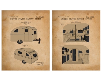 Camp Trailer | Trailer Patent | Trailer Design | Camping Trailer Art | Trailer Art |Vintage Trailer Art |Camping Art Prints |8x10 Print Sign