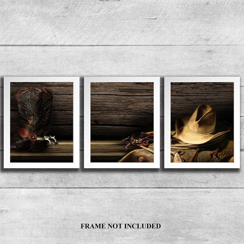 3 Piece Wall Art Canvas Western Painting Rustic Western Etsy