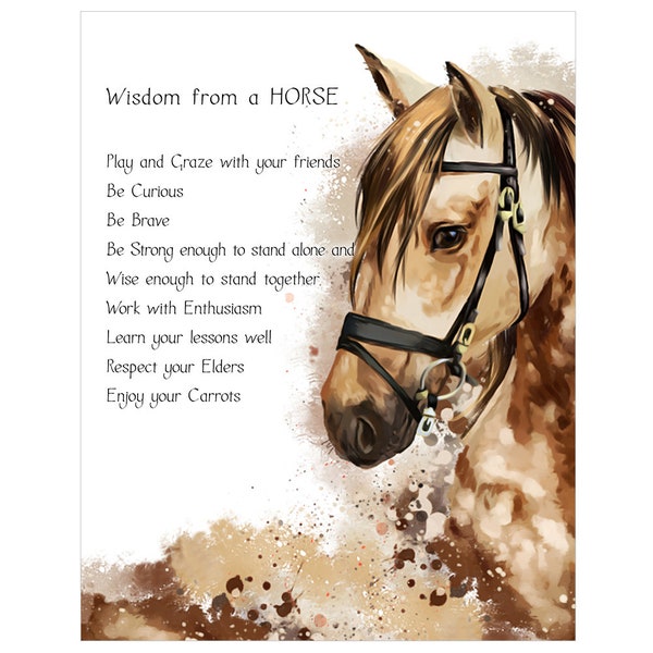 Horse Poster | Horse Lover Art | Equestrian Decor | Horse Lover Poster | Wisdom From A Horse | 11 x14 Print