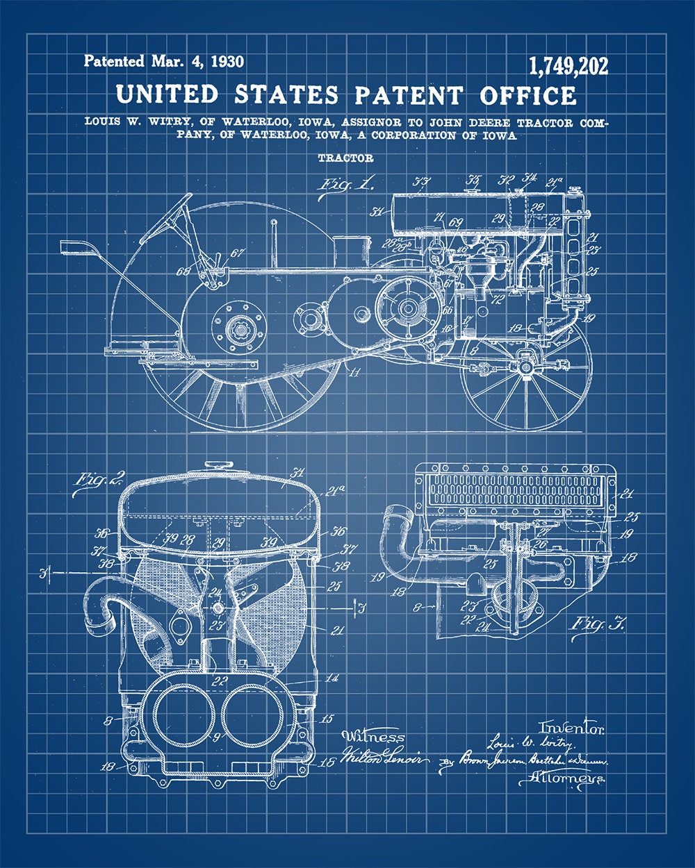 Great Gift for Farmers 11x14 Unframed Patent Print John Deere Tractor Patent 