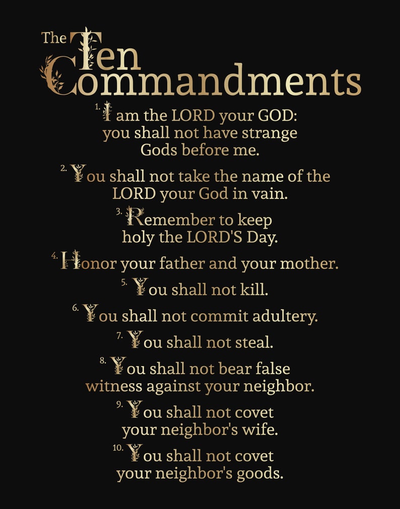 Christian Poster Ten Commandments Wall Art Christianity Art image 0