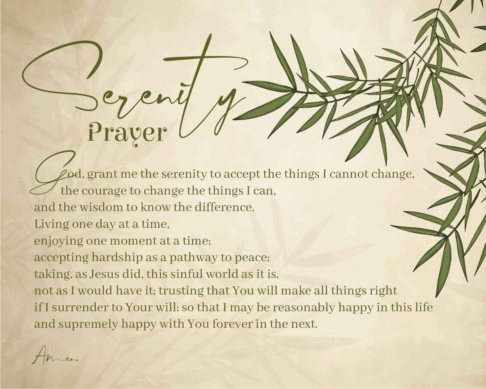 Serenity Prayer Art god Grant Me inspiring Wall Art typographic Print full Serenity Prayer