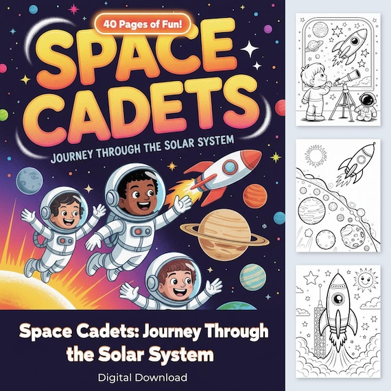 Space Coloring Book for Kids: Solar System Activity Book (Digital Download)