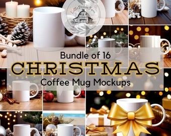 Christmas Mug Mockup Bundle: White 11 Oz Coffee Cup (Digital Download)