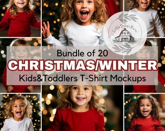 Christmas Toddler T-Shirt Mockup Bundle: Red Long Sleeve (PDF)