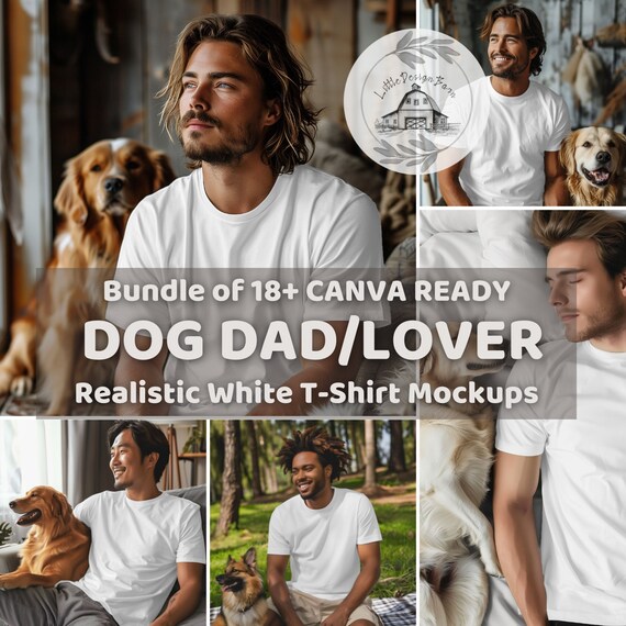 Dog Dad T-Shirt Mockup Bundle: Bella Canvas 3001, Canva Ready