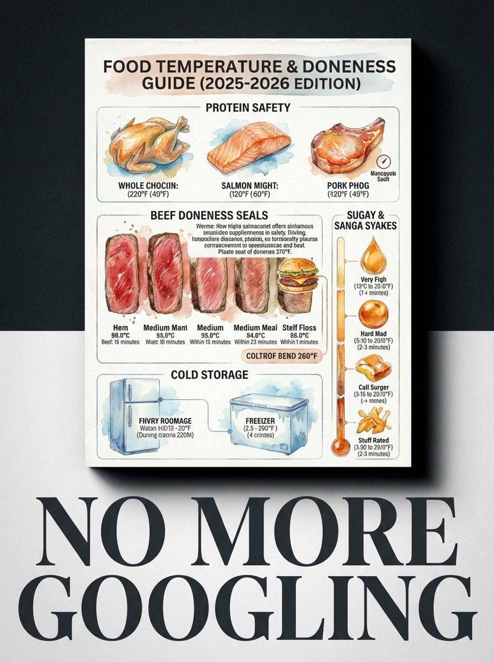 16 Kitchen Cheat Sheets Bundle | Watercolor Cooking Infographics ...