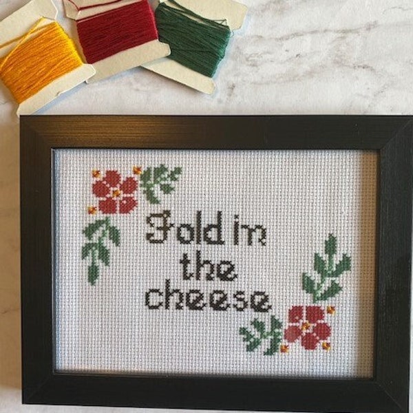 Fold in the Cheese Funny Cross stitch pattern. Schitts Creek Moira. david rose quote. gift for her.  modern cross stitch for beginners.
