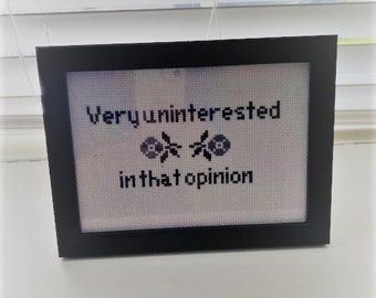 Very uninterested in that opinion cross stitch pattern. david rose quote. gift for schitts creek fan.  gift for her.