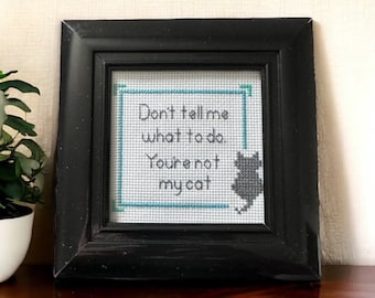 Funny Cat Cross stitch pattern. cat lover cross stitch pattern. DIY gift for cat mom. Funny cross stitch pattern for beginners.