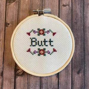 Butt Cross stitch pattern.  butt embroidery. booty art. cross stitch DIY pattern. funny cross stitch. subversive cross stitch. gift for her