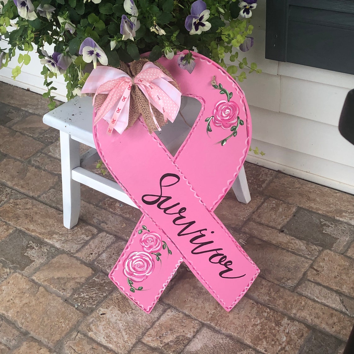 Cancer Survivor Ribbon Door Hanger Etsy