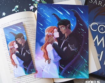 Officially licensed | BOOKMARK + PRINT ACOTAR Feyre and Rhysand starfall, a court of mist and fury, Feysand fanart, Feyre Archeron bookmark