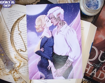 Officially licensed | BOOKMARK + PRINT ACOTAR Feyre and Rhysand starfall, a court of mist and fury, Feysand fanart, Feyre Archeron bookmark