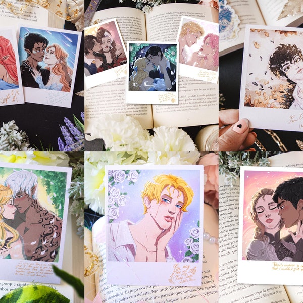 Fantasy moments Polaroids: ACOTAR, Crescent City, The cruel prince, Fourth Wing, Caraval