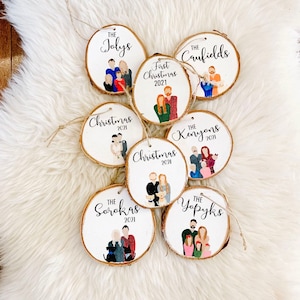 Hand Painted Wood family portrait | Personalized Family Gift | Faceless Family Ornament | couple portrait | unique gift idea | Christmas