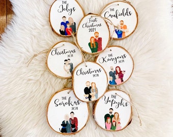 Hand Painted Wood family portrait | Personalized Family Gift | Faceless Family Ornament | couple portrait | unique gift idea | Christmas