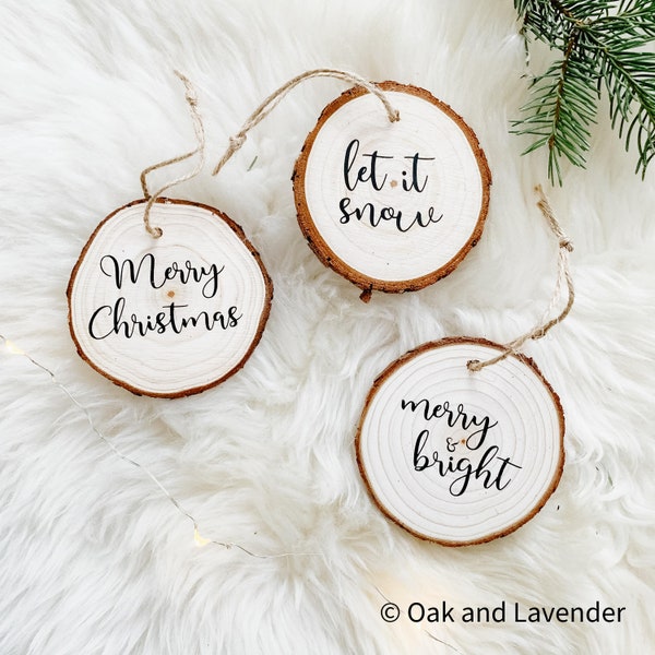 Wood Slice Ornament | Wooden Christmas Ornament | Rustic Wood Ornaments | Personalized ornaments | Place Setting Ornaments | Stocking Tags