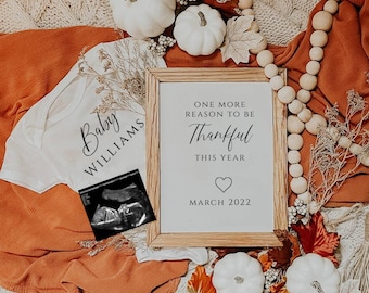 Descarga instantánea Anuncio digital de embarazo de Acción de Gracias de Otoño / Una razón más para estar agradecido / Redes sociales / Género neutral / Revelar /