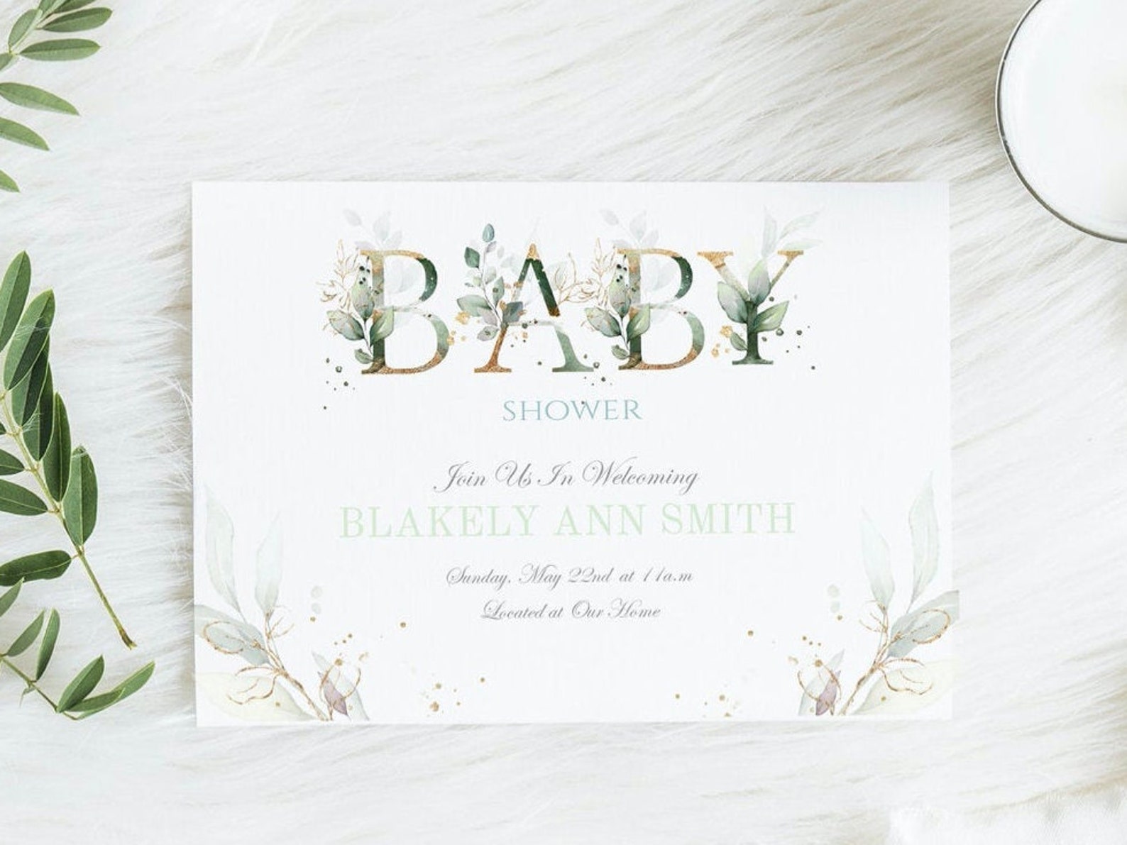 PRINTED Baby Shower, Printed Invitations With Envelopes, 100lb White