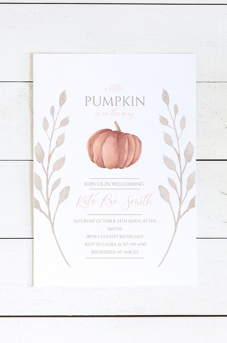 Fall Baby Shower Instant Download Editable Invitation, A Little Pumpkin