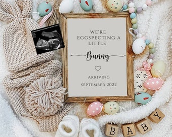 Anuncio de embarazo digital de Pascua / Redes sociales / Género neutral / Revelación del embarazo / Tablero de cartas Bebé