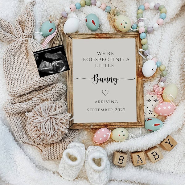 Easter Digital Pregnancy Announcement / Social Media / Gender Neutral / Pregnancy Reveal/Letter Board Baby