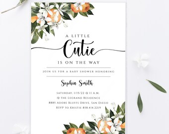 IMPRESO A Little Cutie Is On The Way Baby Shower, Invitaciones impresas con sobres, Cartulina blanca de 100 lb