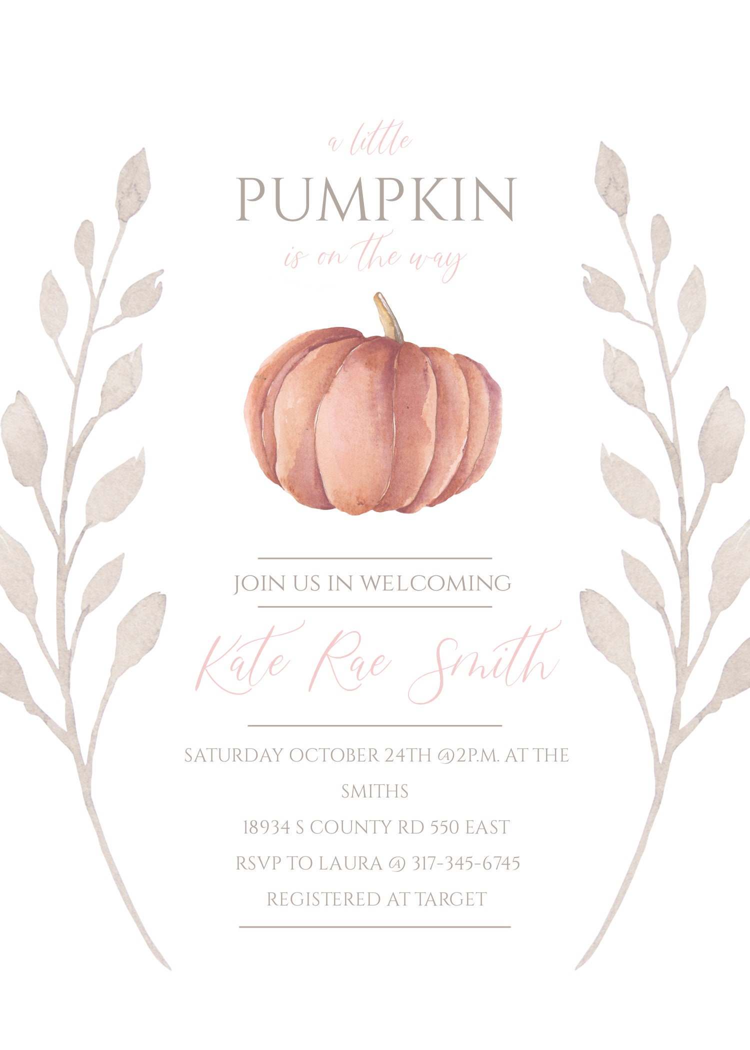 Fall Baby Shower Instant Download Editable Invitation, A Little Pumpkin ...