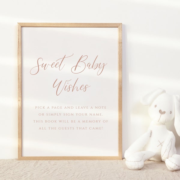 Sweet Baby Wishes Instant Download Printable Sign, Neutral Baby Shower Sign, 5x7 Minimalist Baby Sign