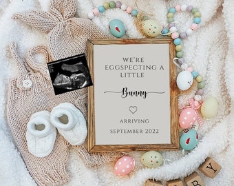 Anuncio de embarazo digital de Pascua / Redes sociales / Género neutral / Revelación del embarazo / Tablero de cartas Bebé
