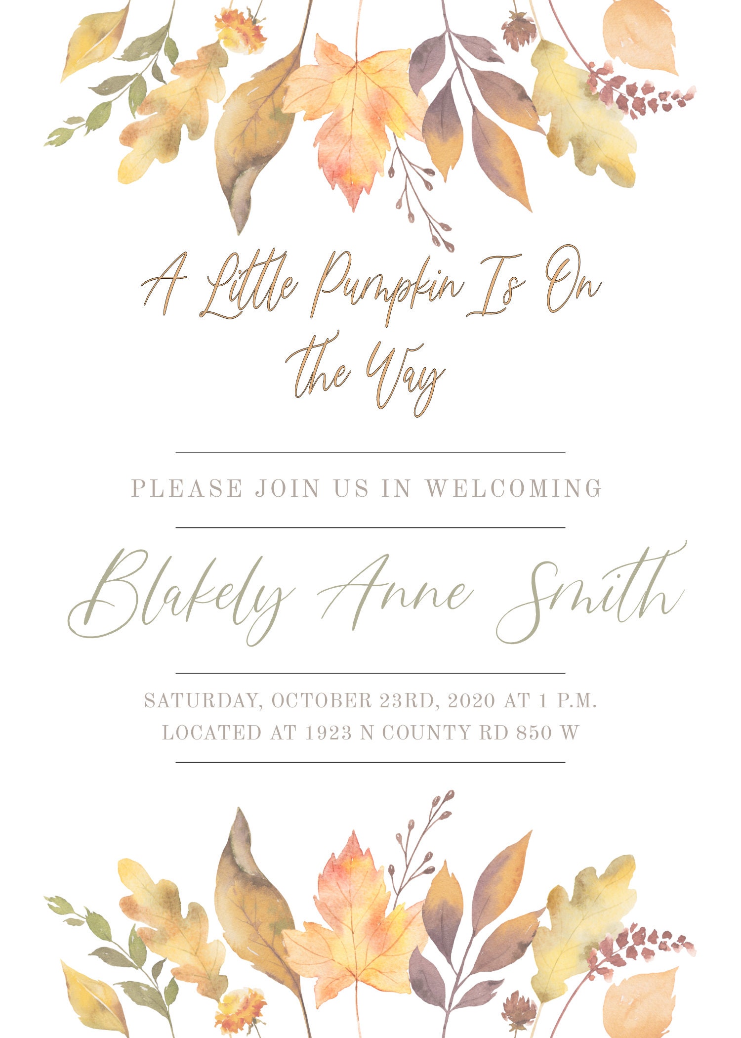 Fall Baby Shower Instant Download Editable Invitation A - Etsy