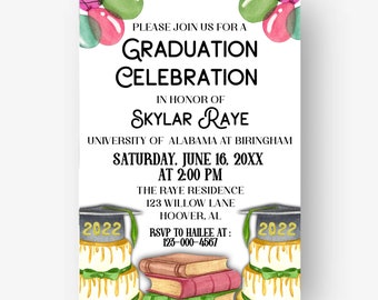 Graduation Celebration Invitation, Graduation Party Invite for Ladies/women/girls| Instant Download, Corjl