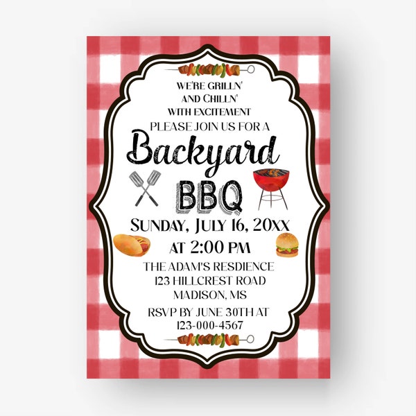 Backyard BBQ Invitation, Backyard Barbecue Invitation|Instant Download,Corjl