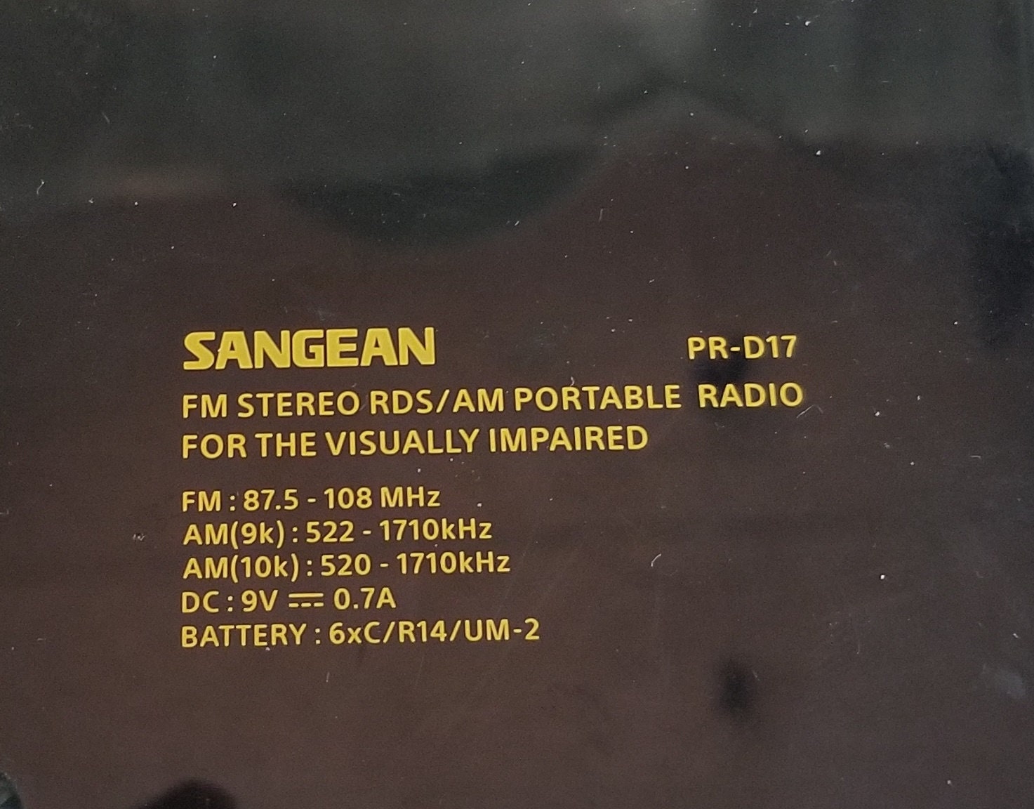 Sangean PR-D17 AM/FM-RDS Portable Radio Specially Designed for The