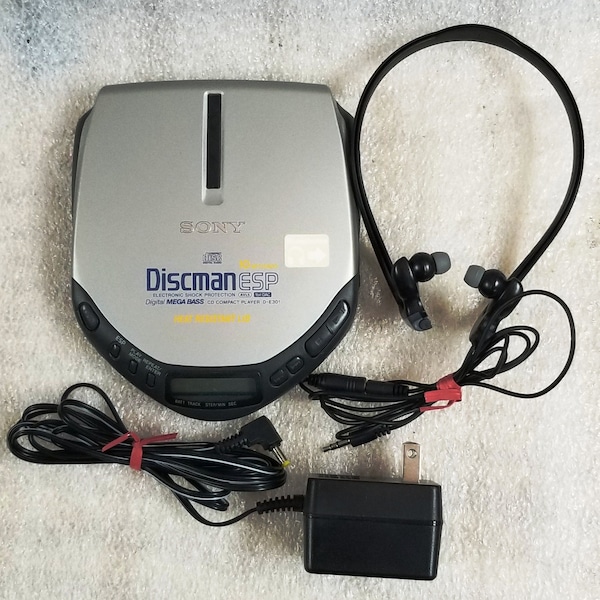 Sony Discman ESP Portable CD Player w/t Power Adapter and Earbuds.