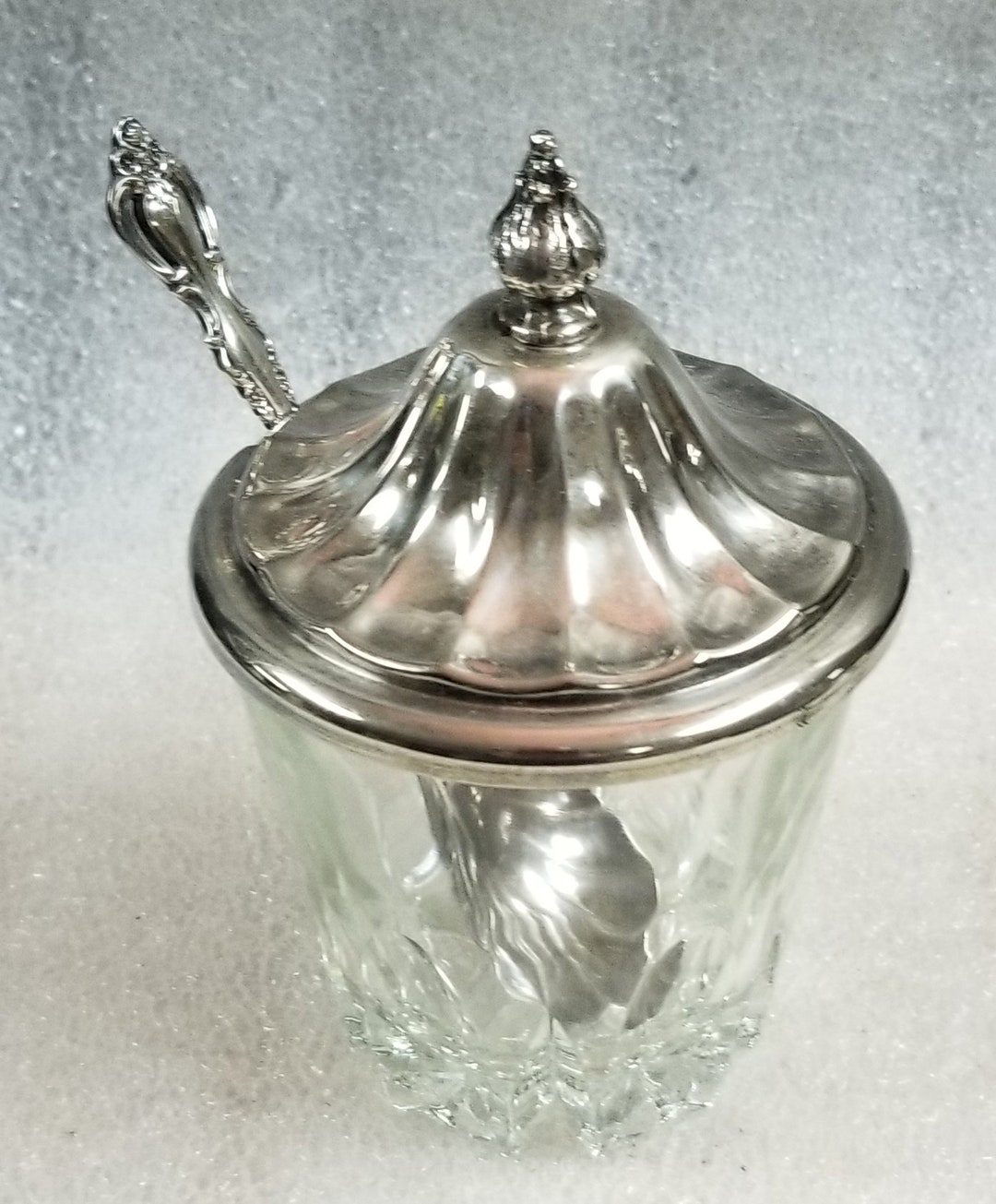 Vintage Glass Jam Jar With Lid and Spoon Etsy