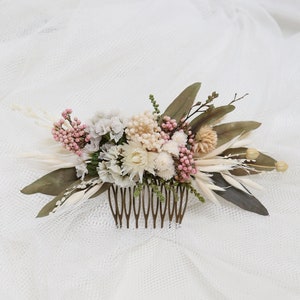 Preserved Wedding Hair Comb |  Pink Green White Blush Wedding Hair Comb | Buy Bridal Hair Comb Online