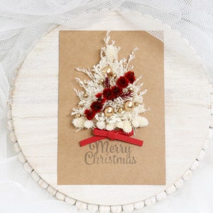 Limited QTY Handmade Christmas Card / Preserved flowers and dried Flowers / holiday card / White Tree Card / Flower Card