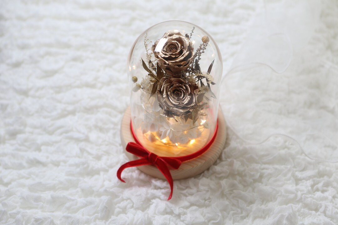Preserved Rose Glass Dome | Everlasting Floral Decor (4.5x6.5 Inch) - Etsy