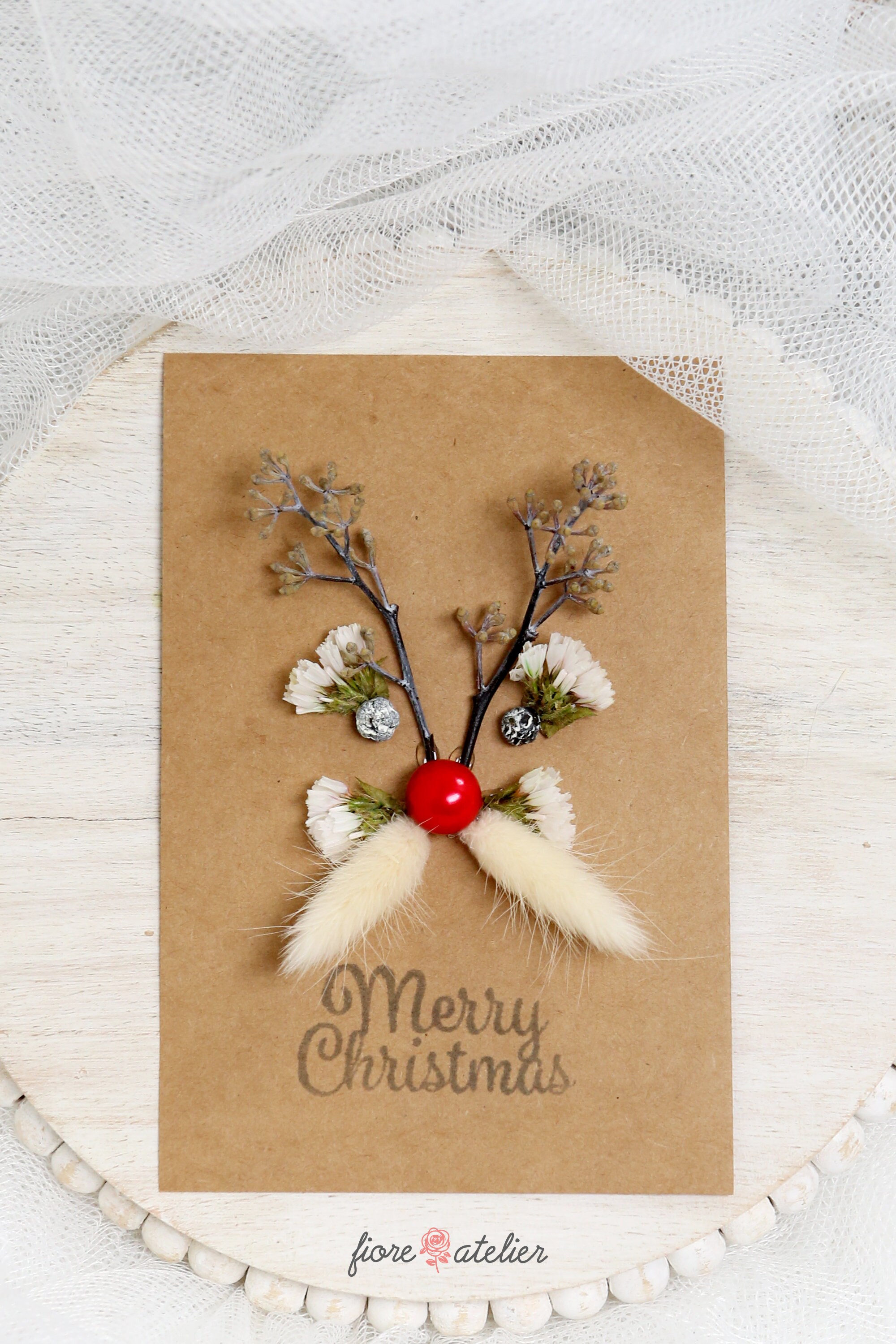 Handmade Christmas Card / Preserved Flowers and Dried Flowers - Etsy