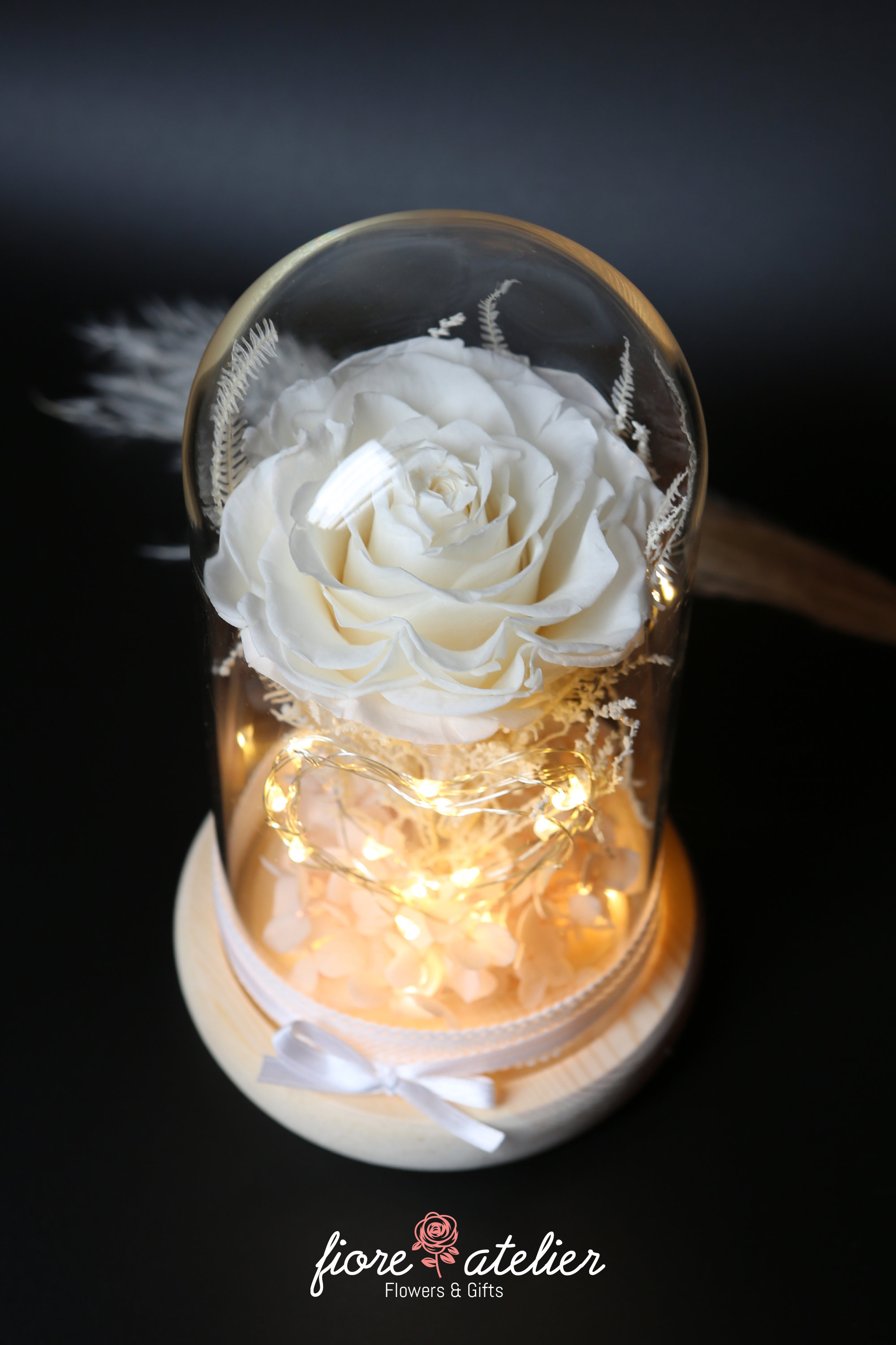 Preserved Flower Glass Dome With Led Wedding 001 Romantic Etsy