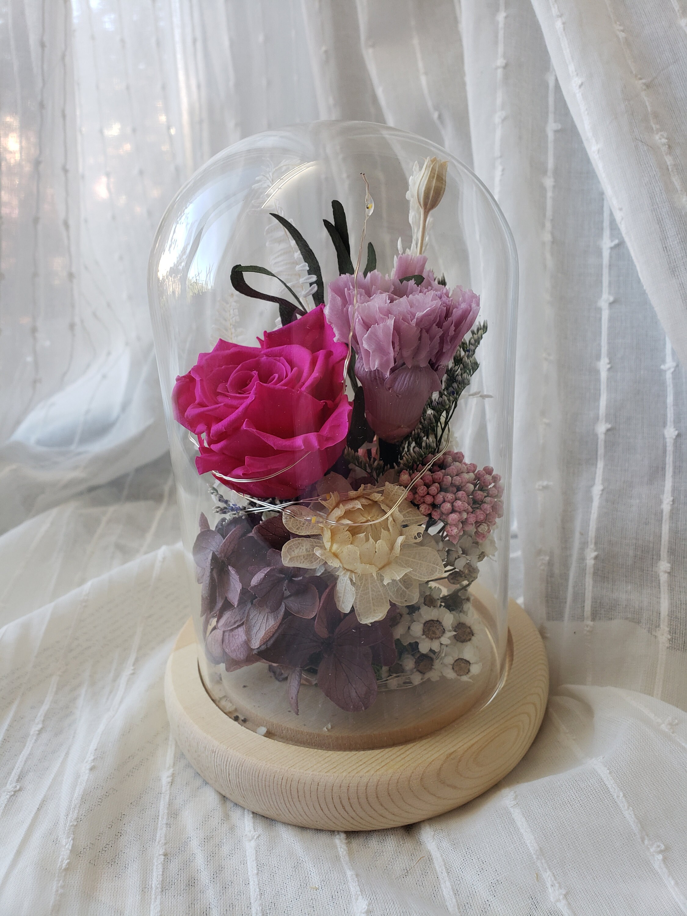Preserved Flower Glass dome with Led 09 Etsy 日本