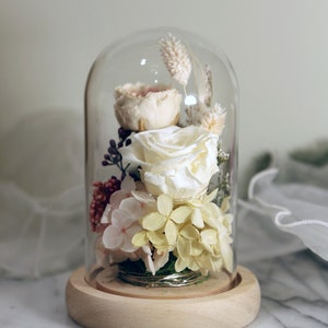 Preserved Flower Glass Dome with Led | Preserved Rose Glass Dome | Preserved Flower Glass Dome with LED | Mother&#39;s Day Gift