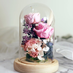 Preserved flower glass dome with led 06
