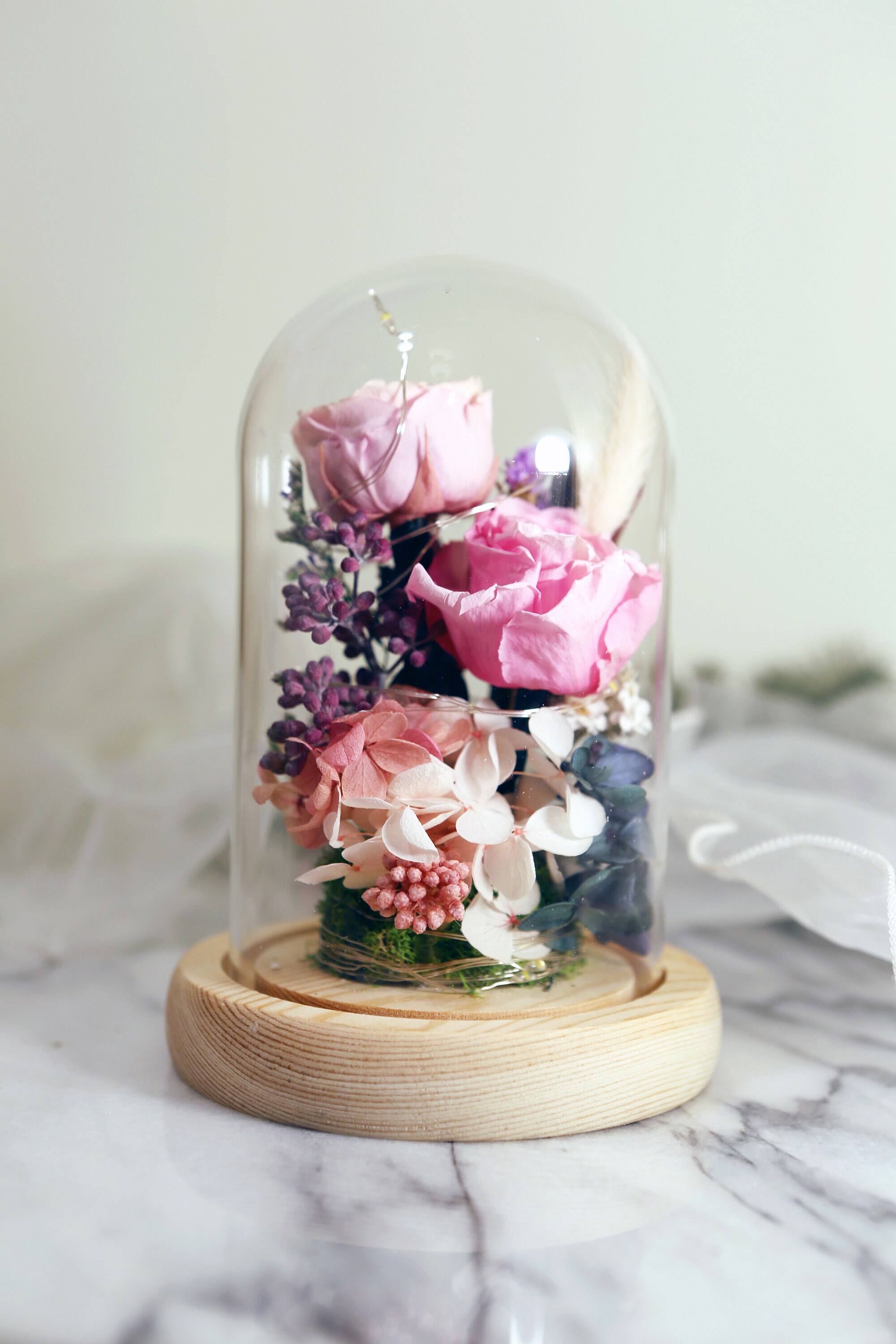 Preserved Flower Glass Dome With Led 06 Etsy